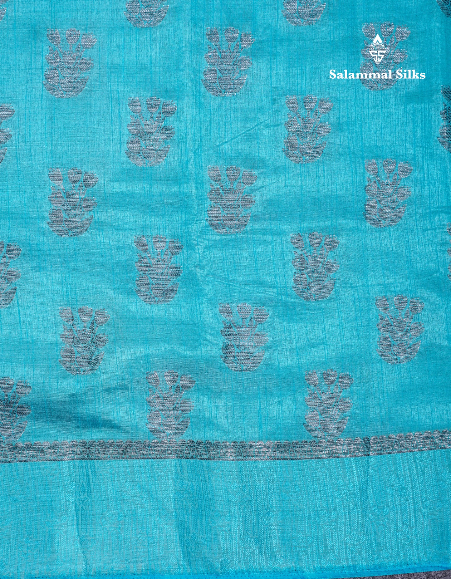 Beautiful Sky Blue Semi Raw Silk Saree With Fancy Border