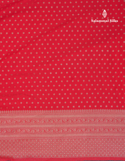 Beautiful Chilly Red Semi Georgette Saree With Fancy Border