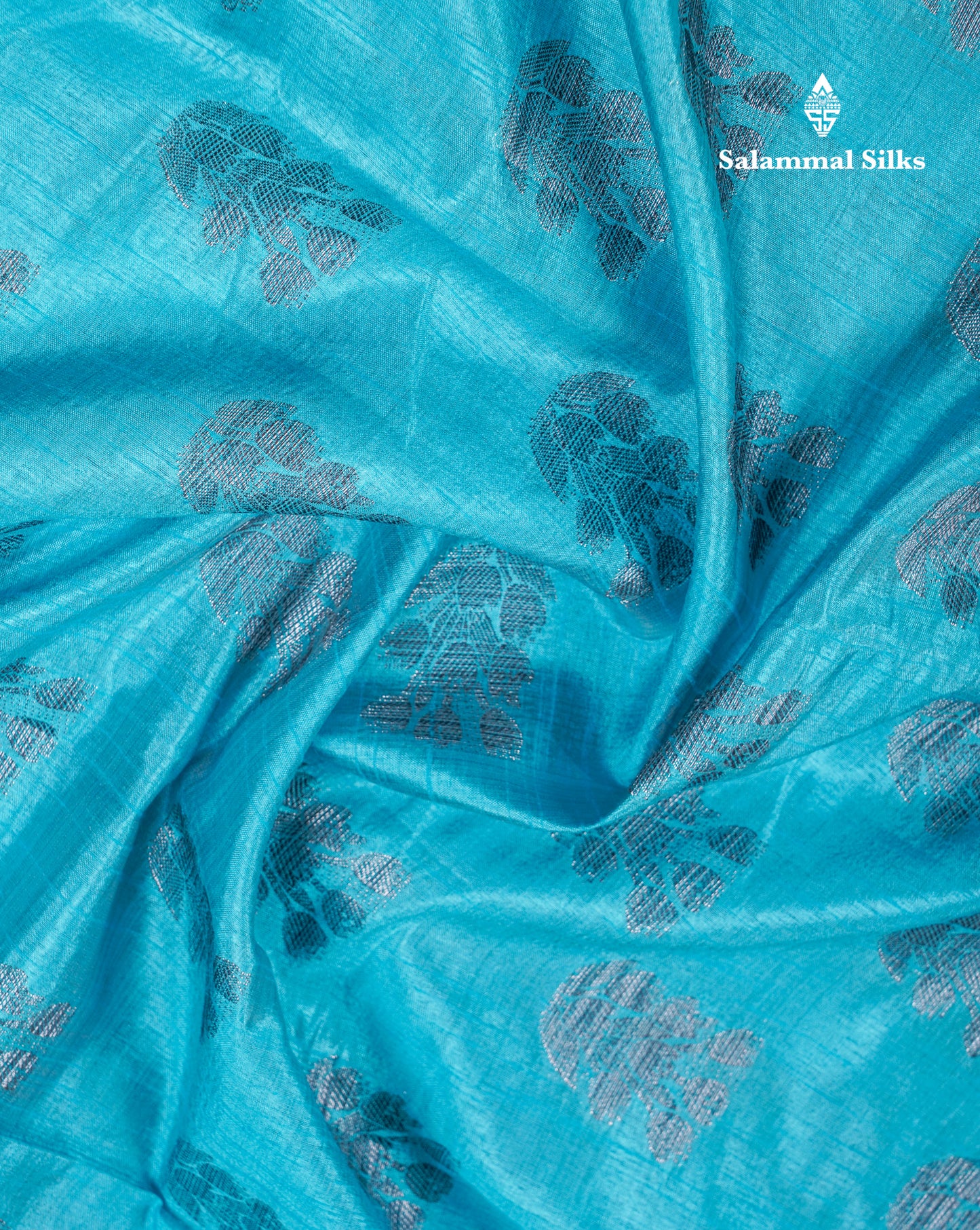 Beautiful Sky Blue Semi Raw Silk Saree With Fancy Border