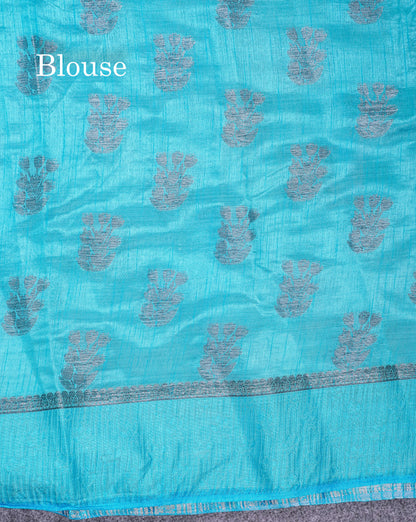 Beautiful Sky Blue Semi Raw Silk Saree With Fancy Border