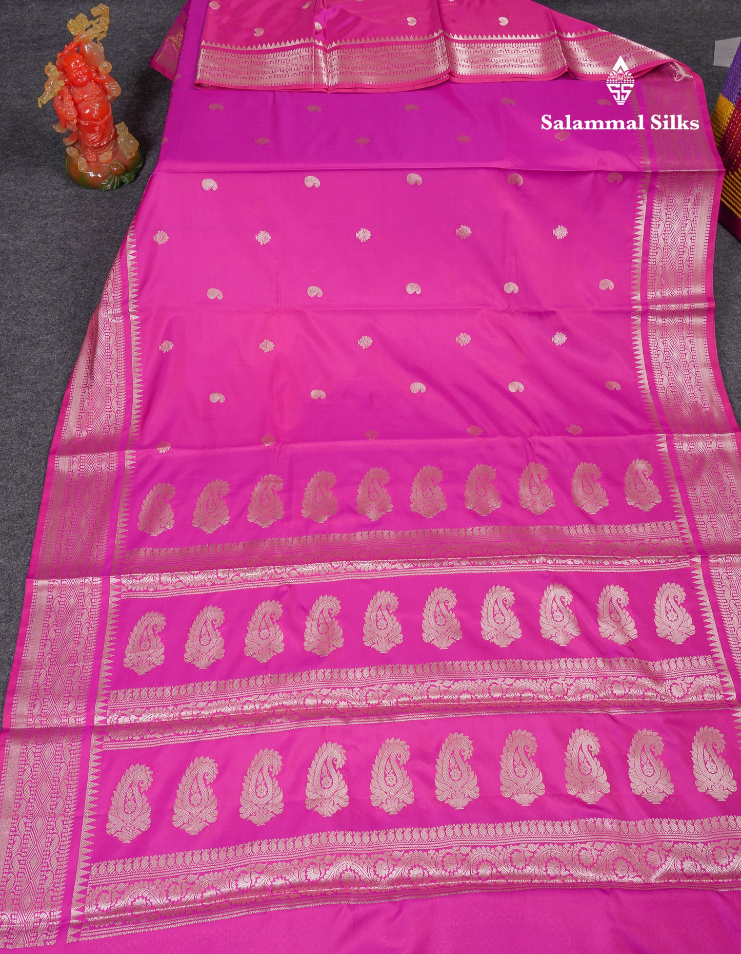 Beautiful Magenta Pink Fancy Semi Soft Silk Saree With Traditional Border