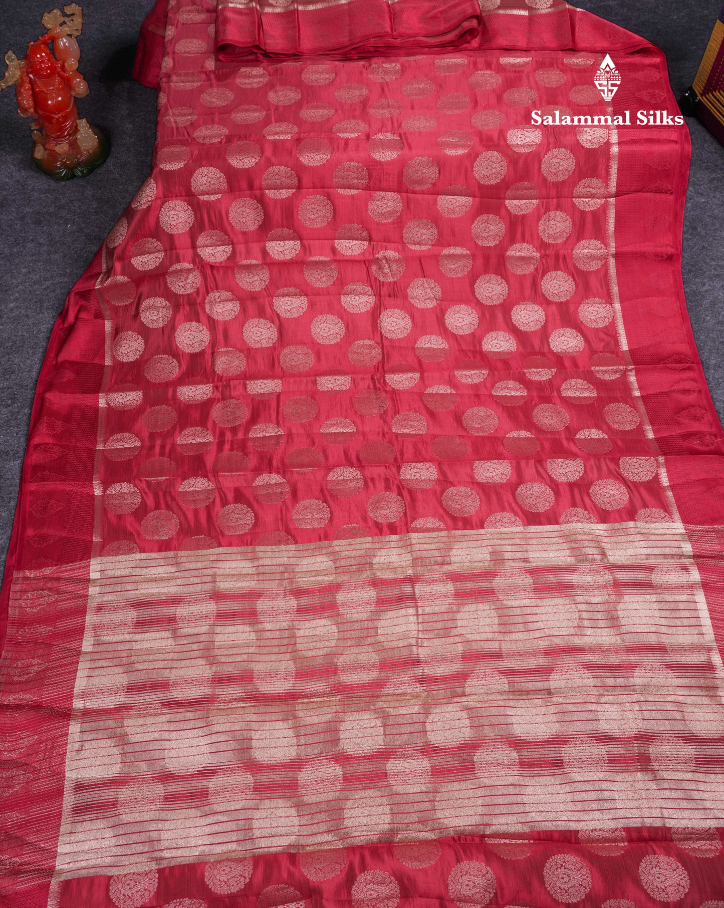 Beautiful Dual Tone Maroon Semi Raw Silk Saree With Fancy Border