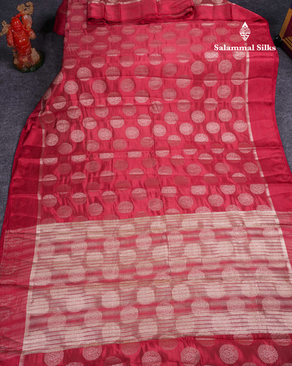 Beautiful Dual Tone Maroon Semi Raw Silk Saree With Fancy Border