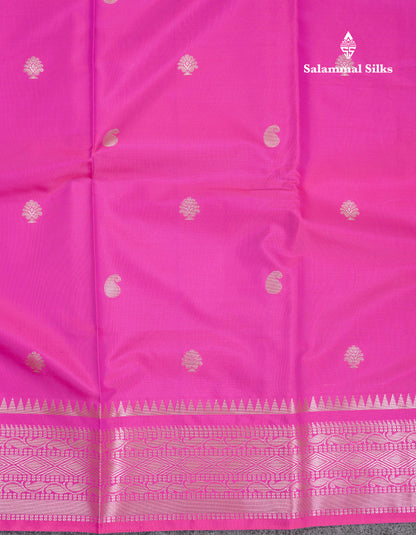 Beautiful Magenta Pink Fancy Semi Soft Silk Saree With Traditional Border
