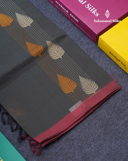 Dark Olive Green Beautiful Fancy Pure Cotton Saree With Small Maroon Border
