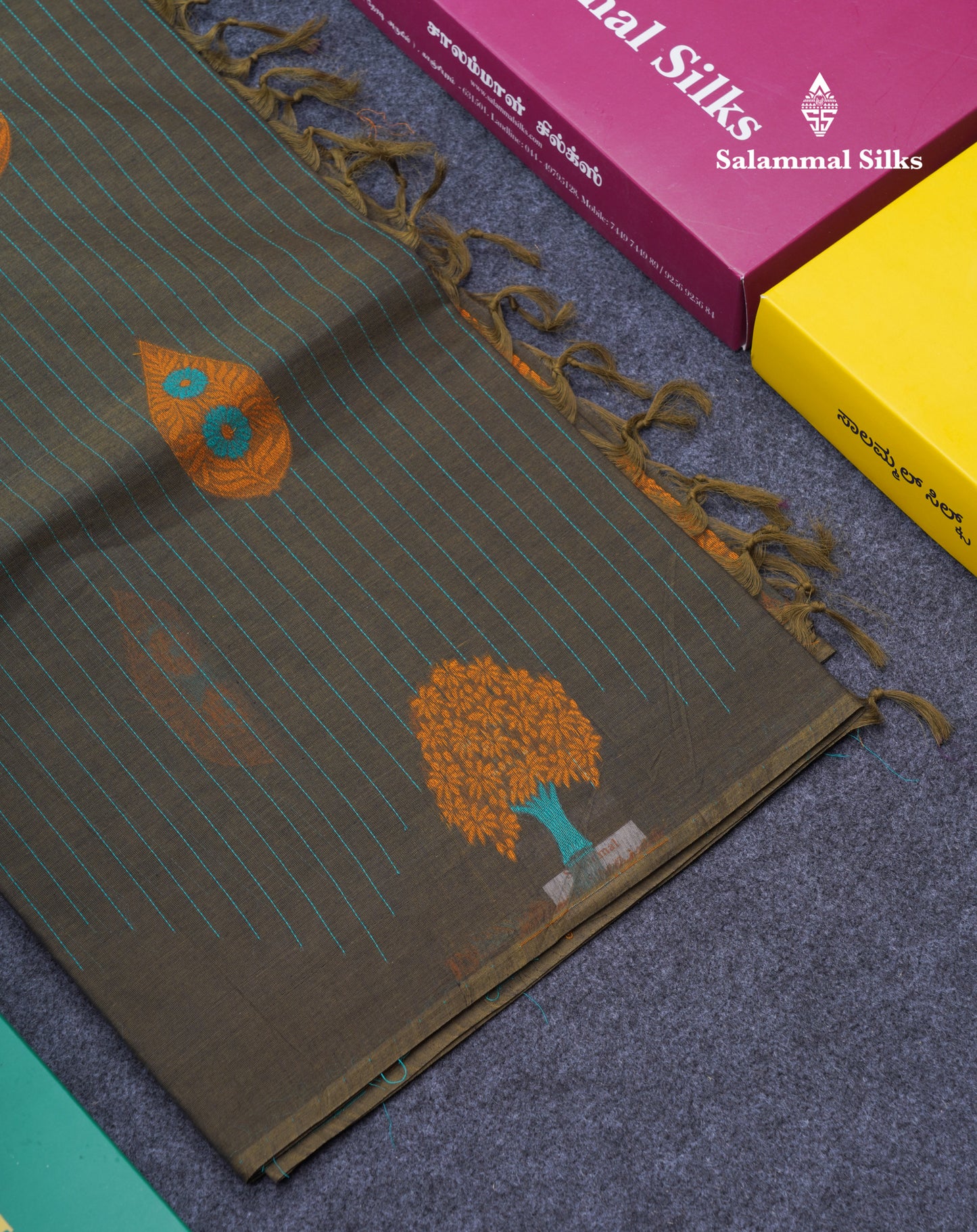 Olive Green Beautiful Fancy Pure Cotton Saree With Blouse