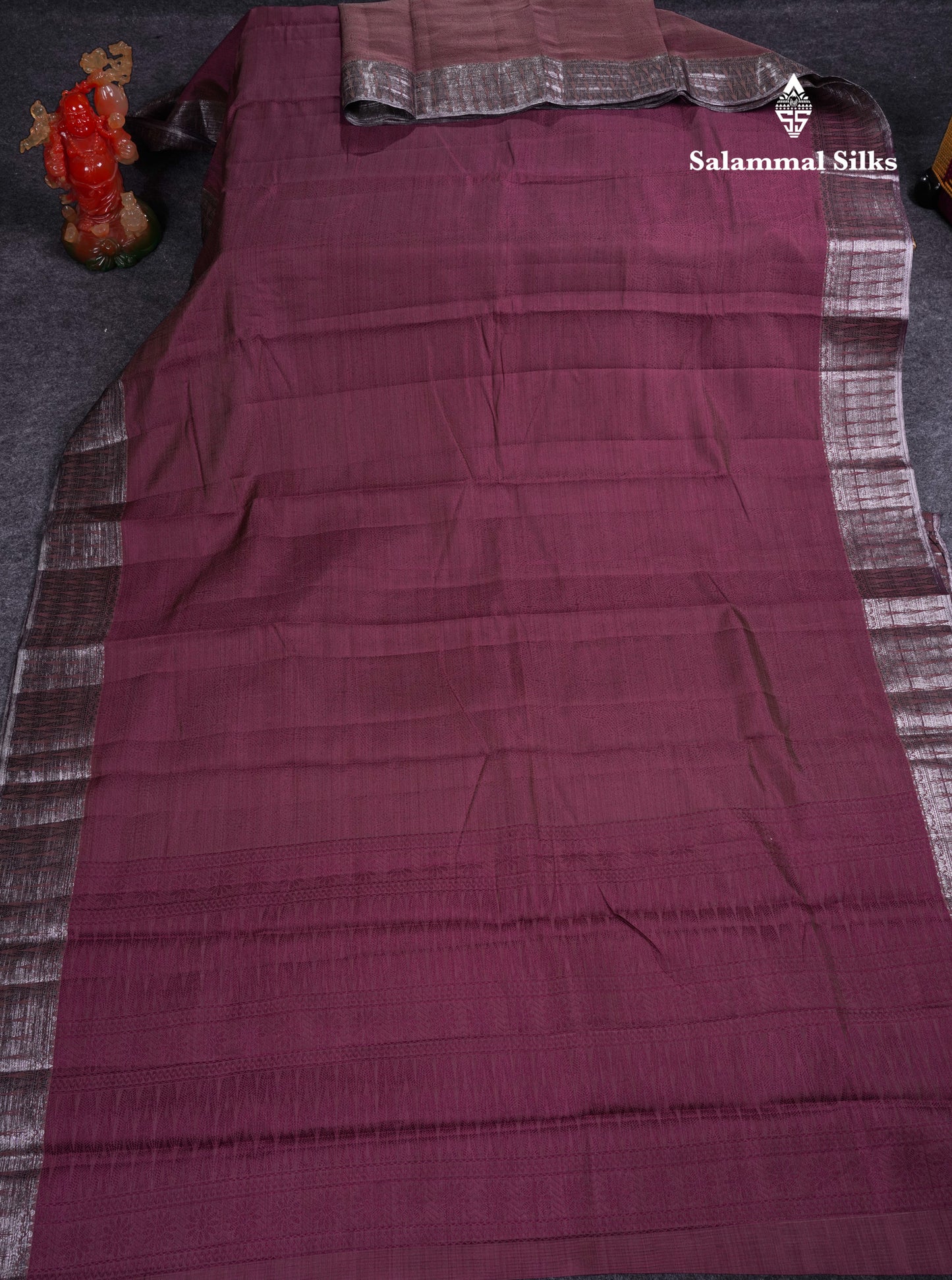 Beautiful Dark Brown Semi Raw Silk Saree With Fancy Border