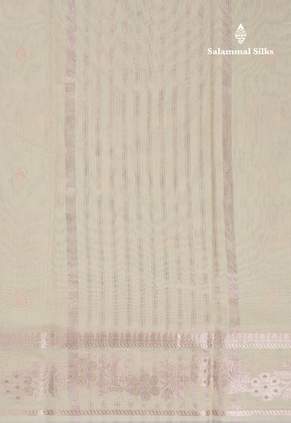 Beautiful Cream Sandal Cotton Mix Saree With Fancy Border