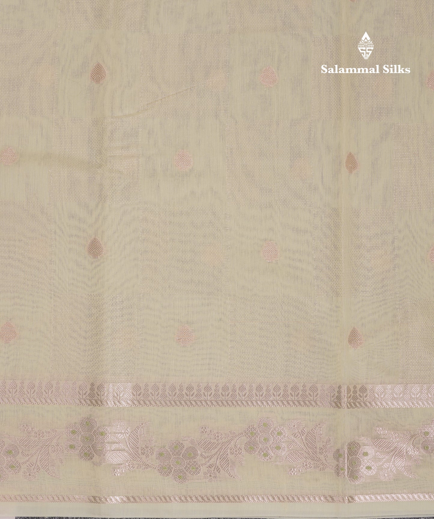 Beautiful Cream Sandal Cotton Mix Saree With Fancy Border