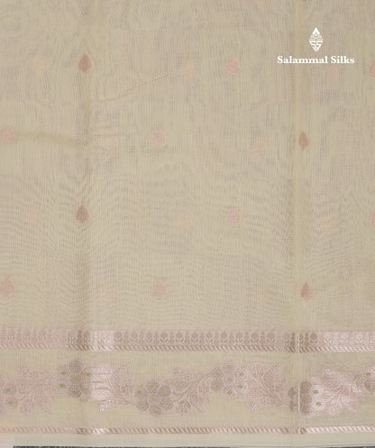 Beautiful Cream Sandal Cotton Mix Saree With Fancy Border