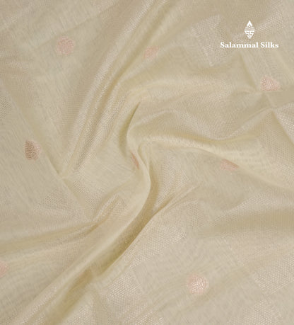 Beautiful Cream Sandal Cotton Mix Saree With Fancy Border