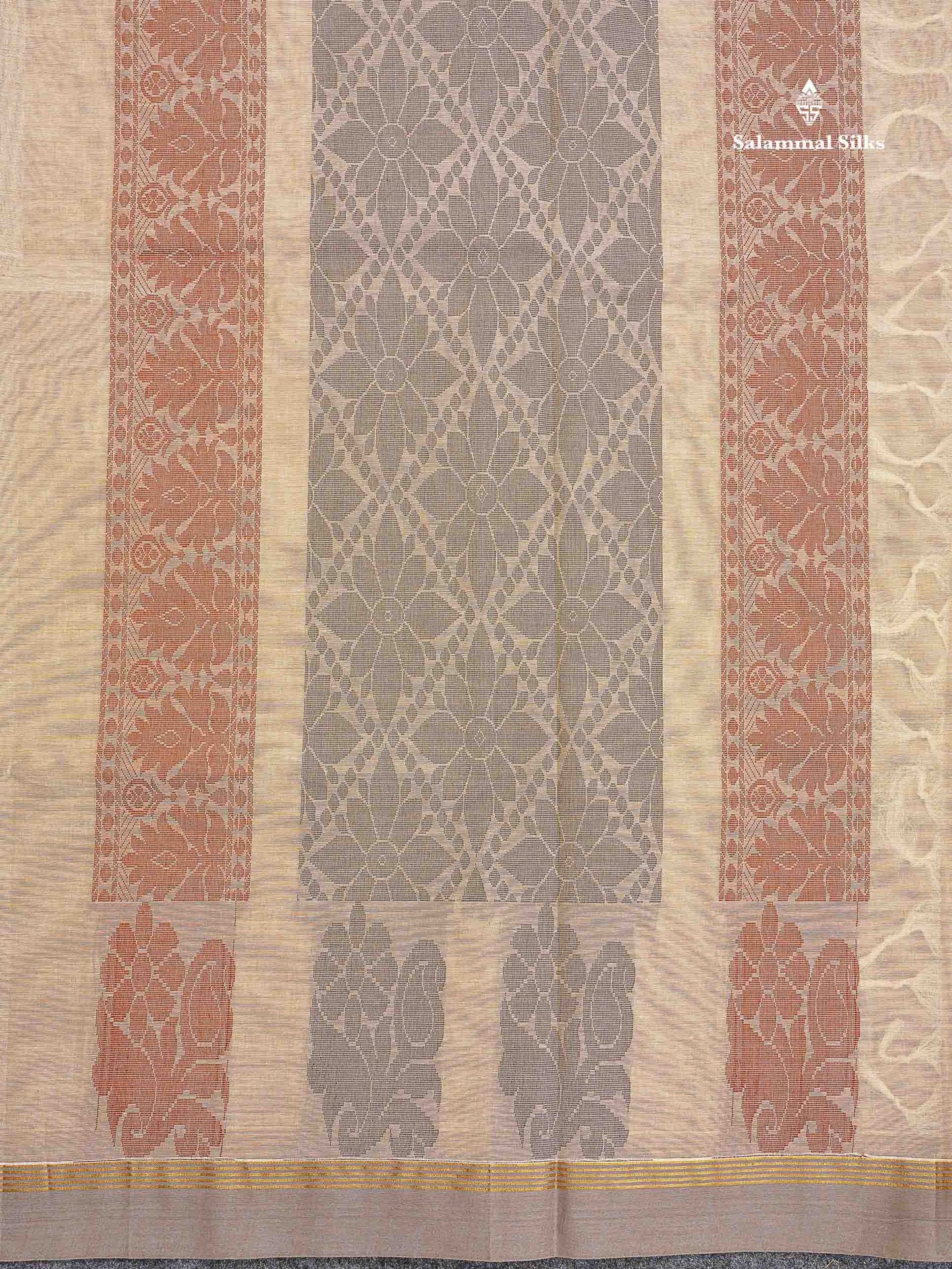 Pure Cotton Saree - Beige Colour Body Thread Butta With Blouse