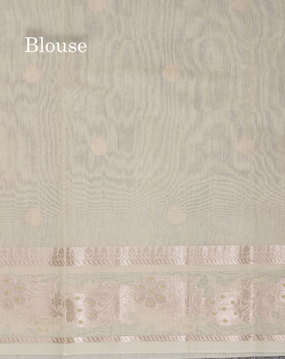 Beautiful Cream Sandal Cotton Mix Saree With Fancy Border