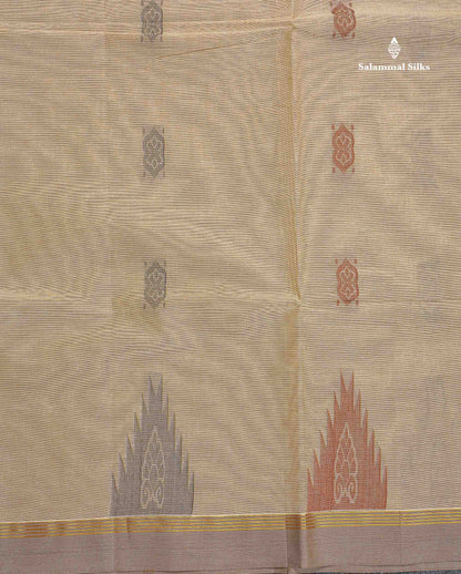 Pure Cotton Saree - Beige Colour Body Thread Butta With Blouse