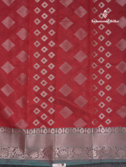 Beautiful Maroon Semi Soft Silk Mix Saree With Contrast Peacock Green Blouse