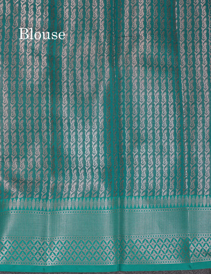 Beautiful Maroon Semi Soft Silk Mix Saree With Contrast Peacock Green Blouse