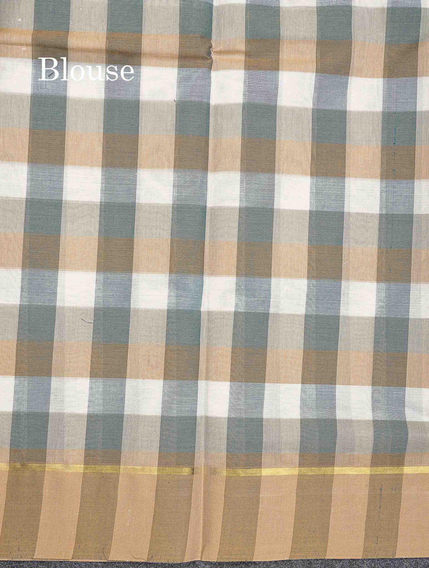 Pure Cotton Saree - Multicolor Body Checks With Thread Work Butta & Blouse