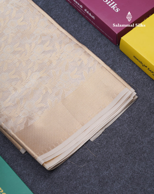 Beautiful Cream Kota Cotton Grand Fancy Saree With Blouse