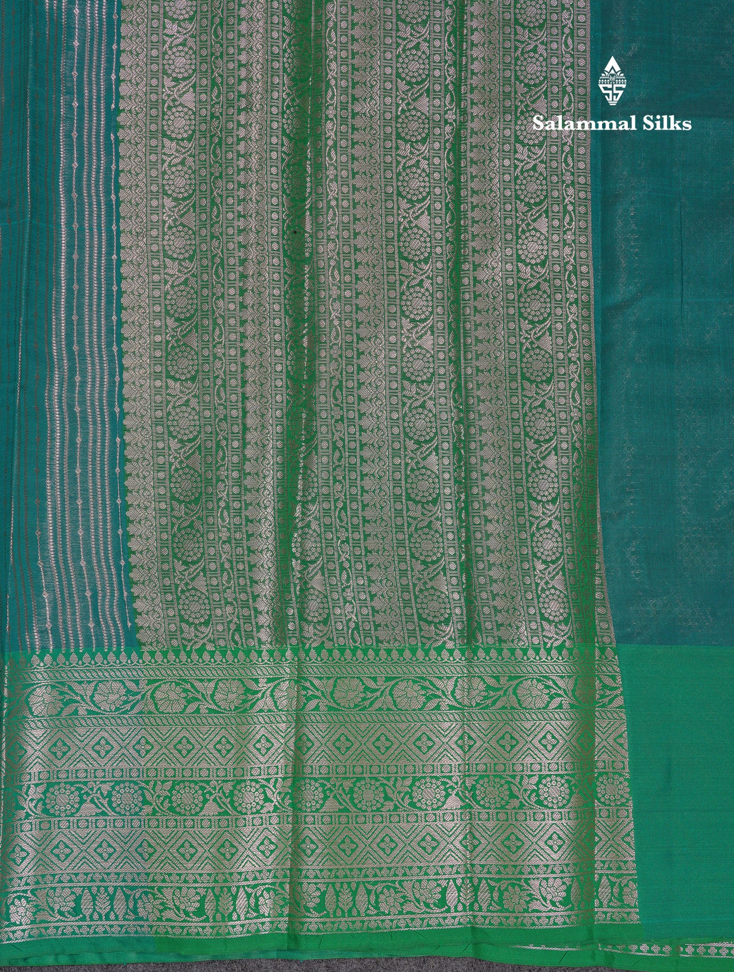 Beautiful Peacock Green Semi Soft Silk Mix Saree With Contrast Saffire Green Traditional Border