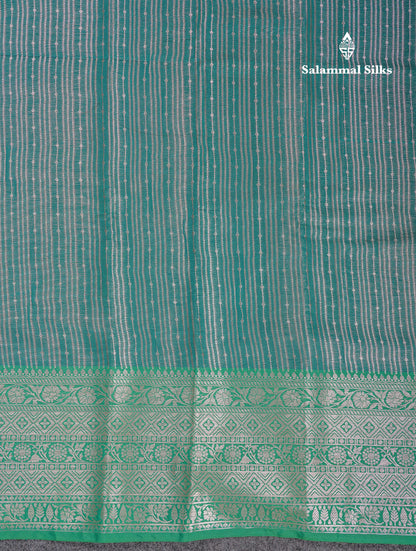 Beautiful Peacock Green Semi Soft Silk Mix Saree With Contrast Saffire Green Traditional Border