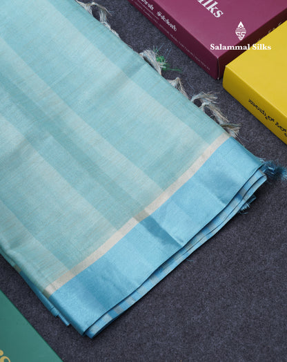 Beautiful Golden Yellow Kota Cotton Plain Tissue Fancy Saree With Sky Blue Border