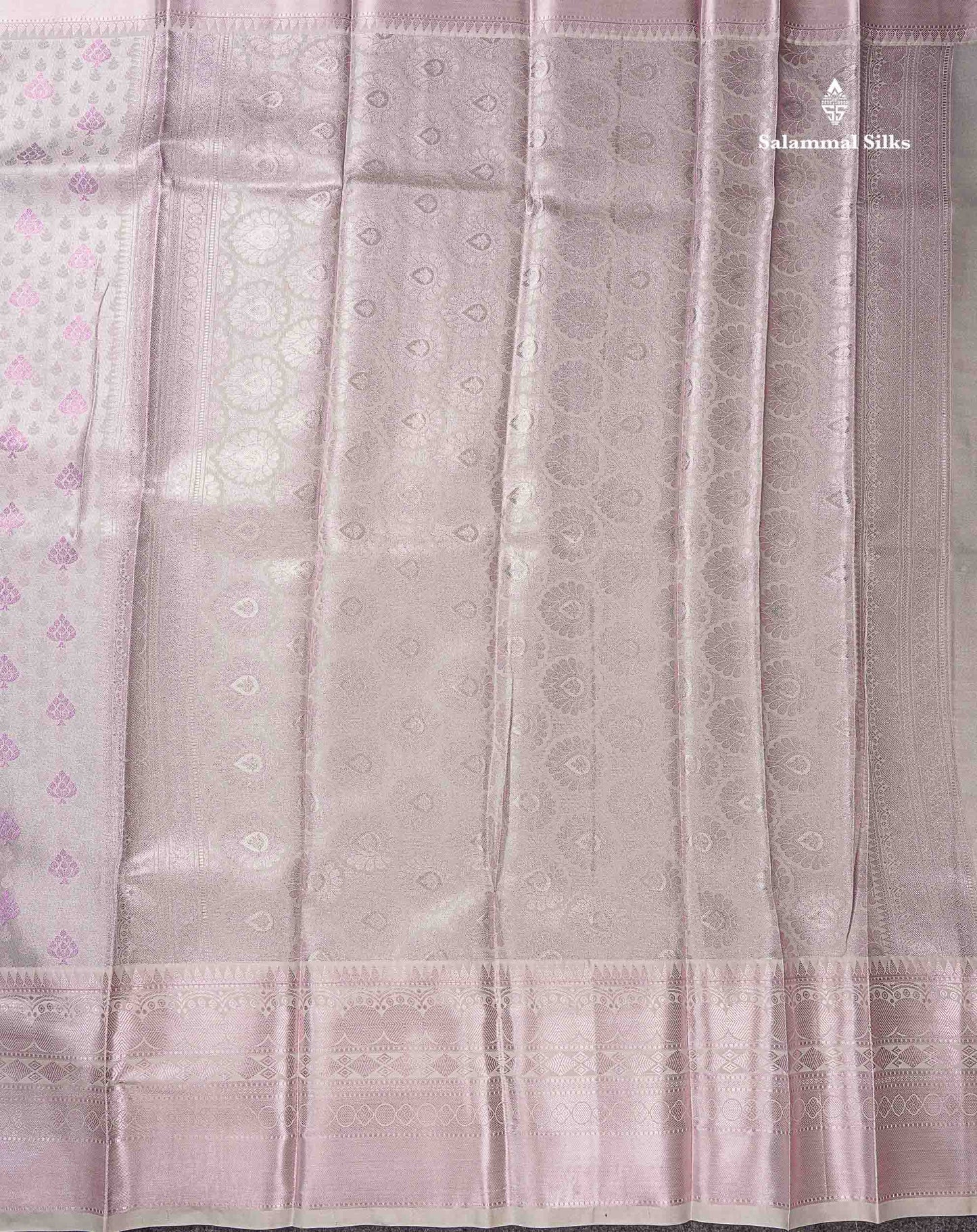 Beautiful Ice Blue Semi Silk Saree With Traditional Evening Morning Border