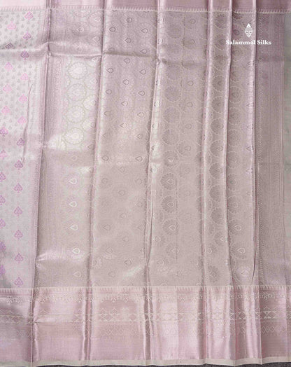 Beautiful Ice Blue Semi Silk Saree With Traditional Evening Morning Border