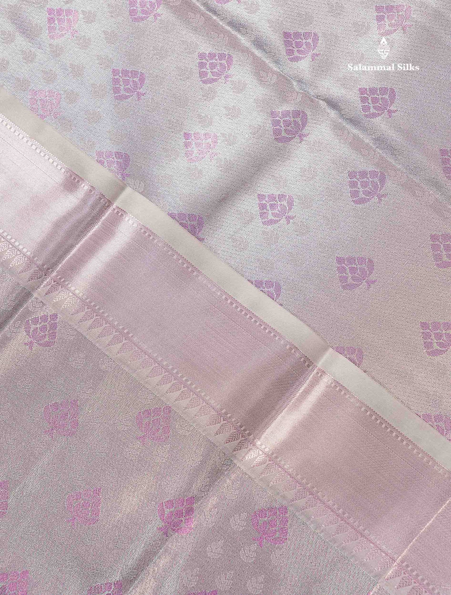Beautiful Ice Blue Semi Silk Saree With Traditional Evening Morning Border