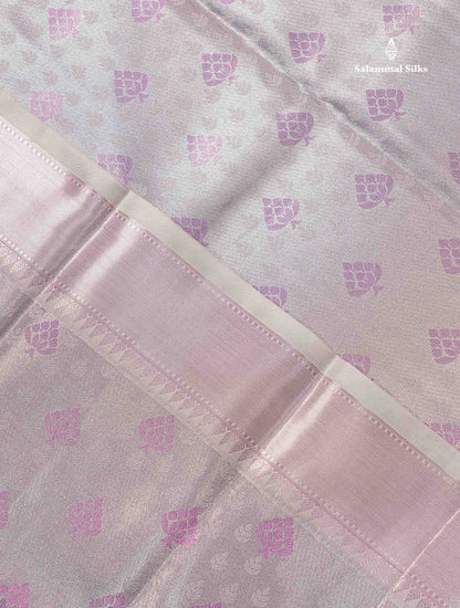 Beautiful Ice Blue Semi Silk Saree With Traditional Evening Morning Border