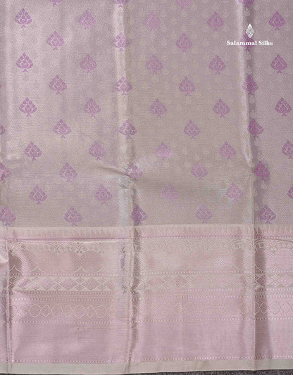 Beautiful Ice Blue Semi Silk Saree With Traditional Evening Morning Border
