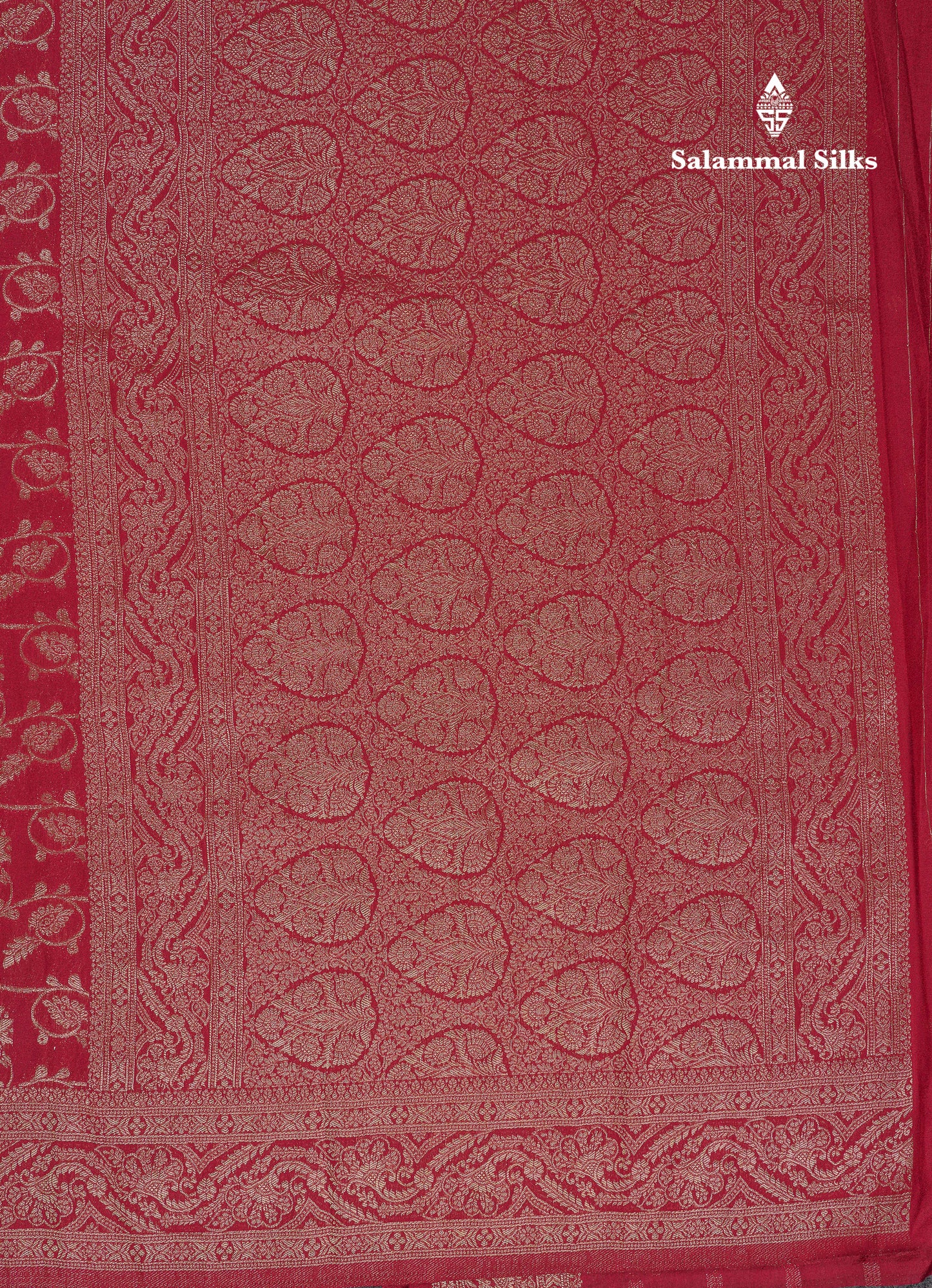 Beautiful Dark Maroon Semi Georgette Saree With Fancy Border