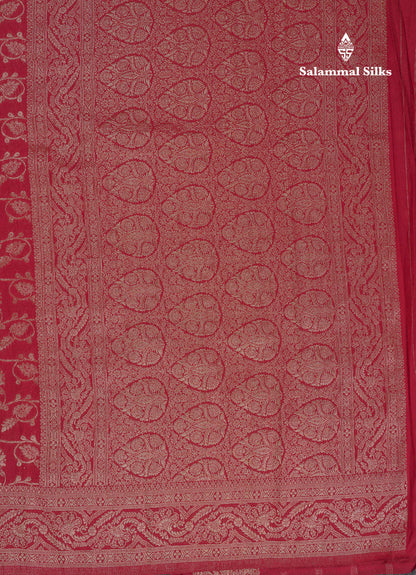 Beautiful Dark Maroon Semi Georgette Saree With Fancy Border