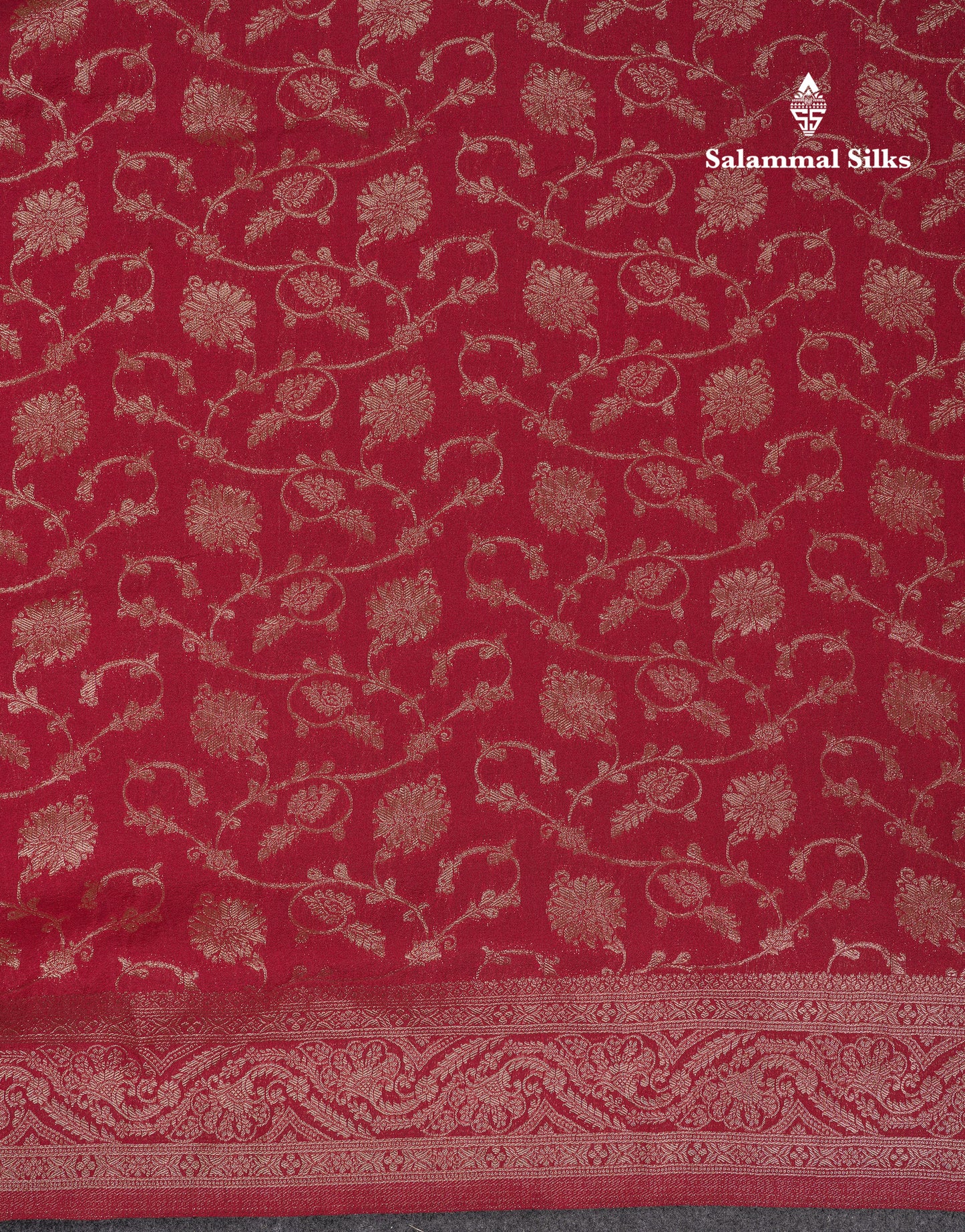 Beautiful Dark Maroon Semi Georgette Saree With Fancy Border