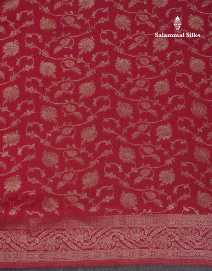 Beautiful Dark Maroon Semi Georgette Saree With Fancy Border