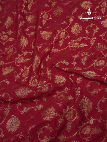 Beautiful Dark Maroon Semi Georgette Saree With Fancy Border