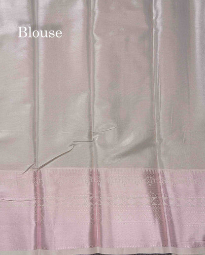 Beautiful Ice Blue Semi Silk Saree With Traditional Evening Morning Border