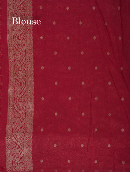 Beautiful Dark Maroon Semi Georgette Saree With Fancy Border