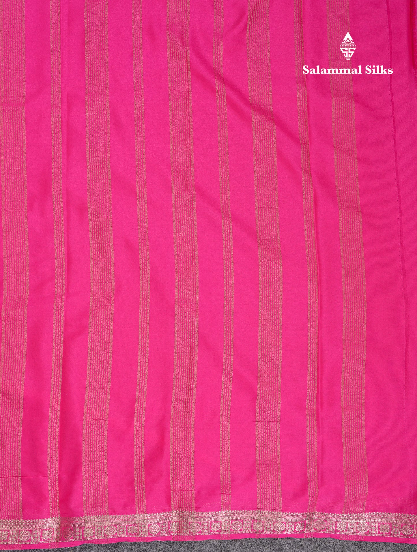 Beautiful Magenta Pink Plain Semi Mysore Silk Saree With Embroidery Border