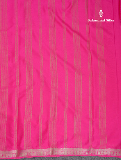 Beautiful Magenta Pink Plain Semi Mysore Silk Saree With Embroidery Border