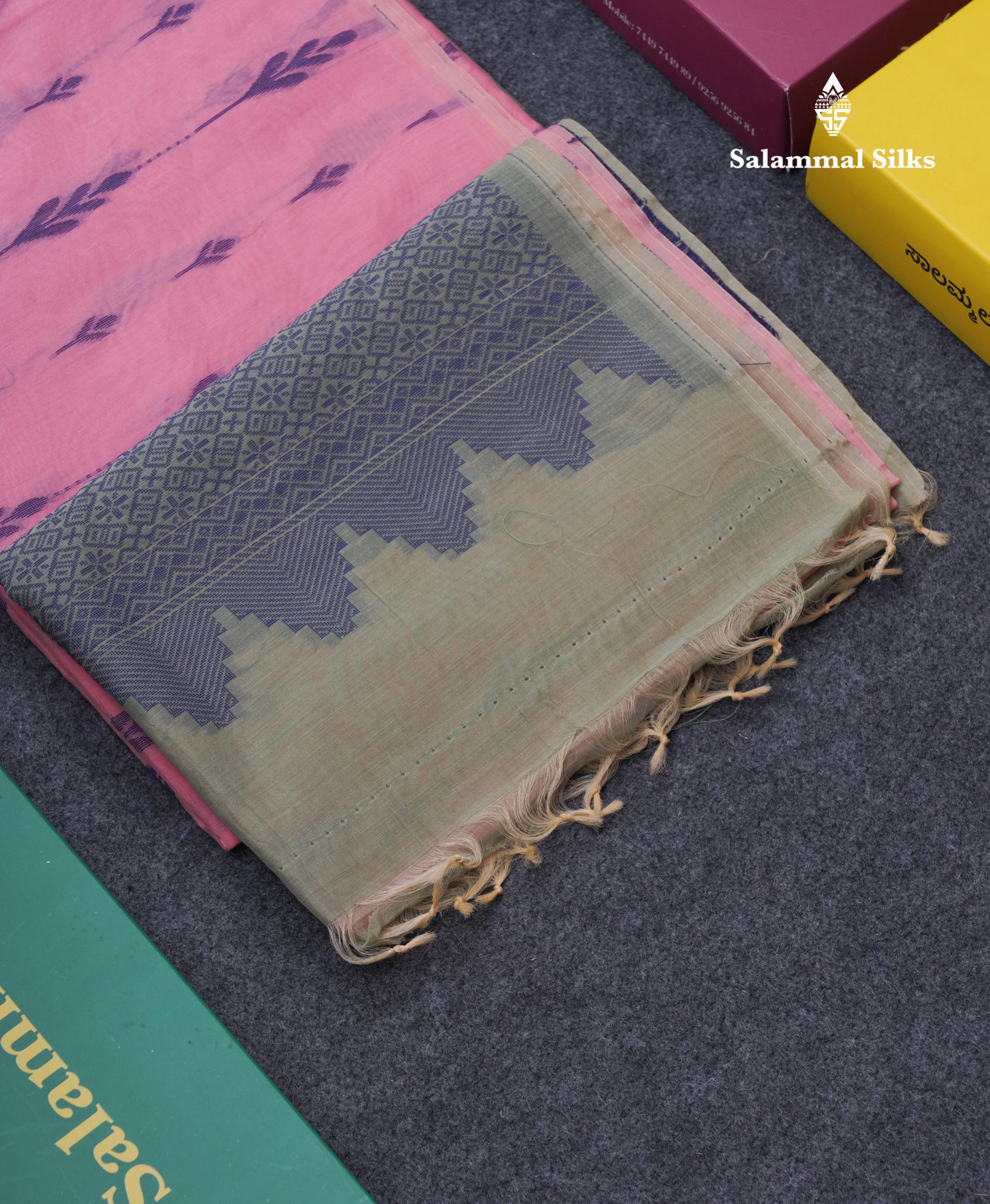 Light Pink Beautiful Fancy Kora Cotton Saree With Contrast Green Shade Blouse
