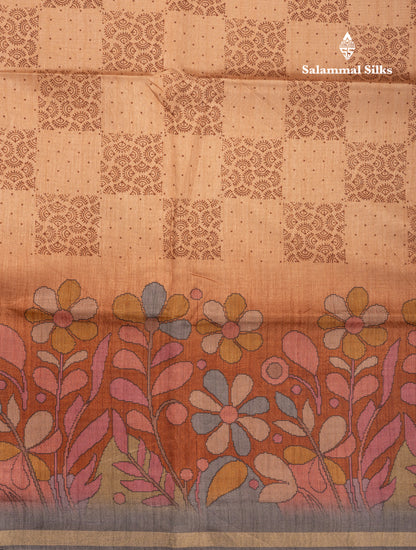 Pista Green Semi Tussar Fancy Saree With Small Ribbon Border