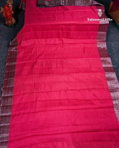 Beautiful Dark Brown Semi Raw Silk Saree With Fancy Border