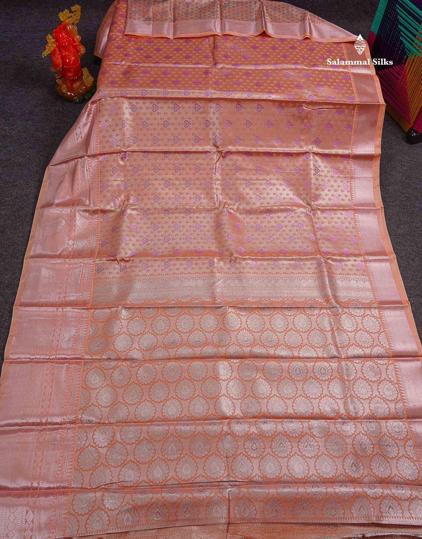 Beautiful Ice Blue Semi Silk Saree With Traditional Evening Morning Border
