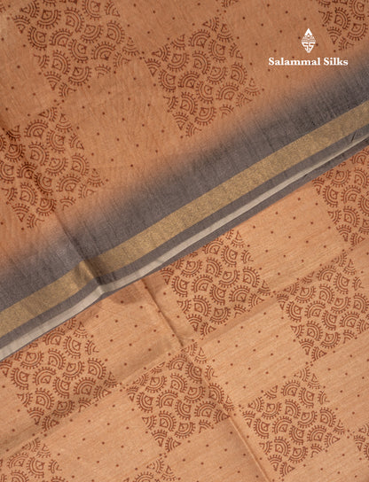 Pista Green Semi Tussar Fancy Saree With Small Ribbon Border