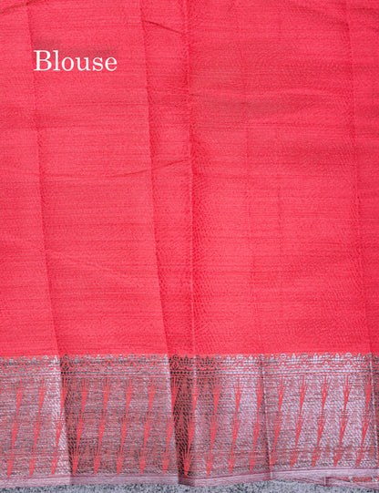 Beautiful Dark Brown Semi Raw Silk Saree With Fancy Border