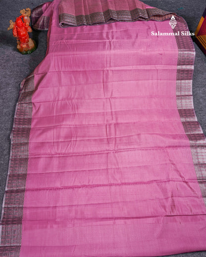 Beautiful Dark Brown Semi Raw Silk Saree With Fancy Border