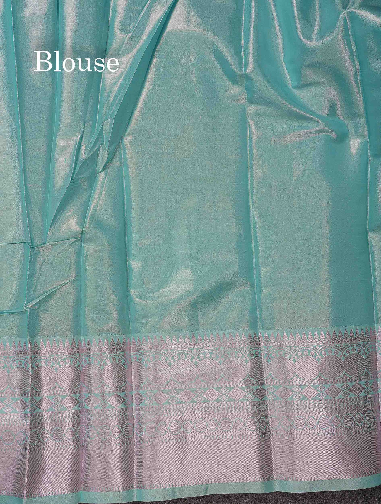 Beautiful Ice Blue Semi Silk Saree With Traditional Evening Morning Border