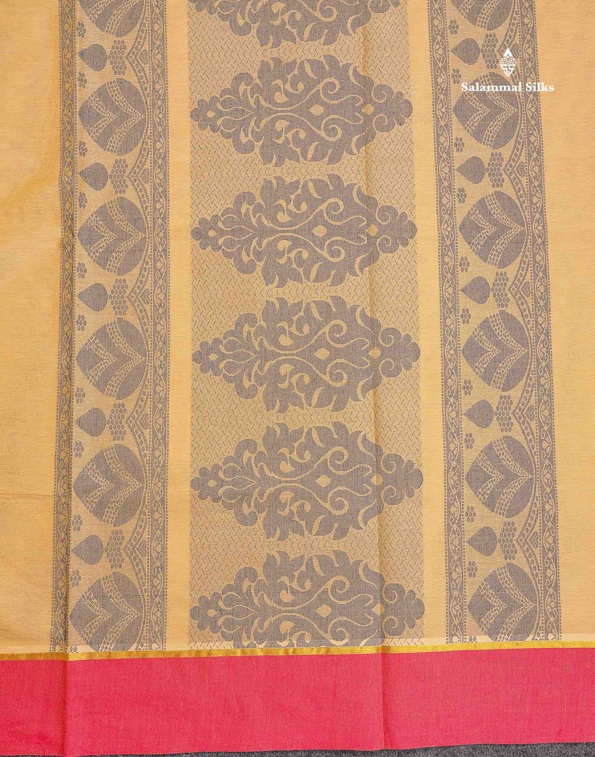 Pure Cotton Saree - Beige Colour Body Thread Work Butta With Blouse