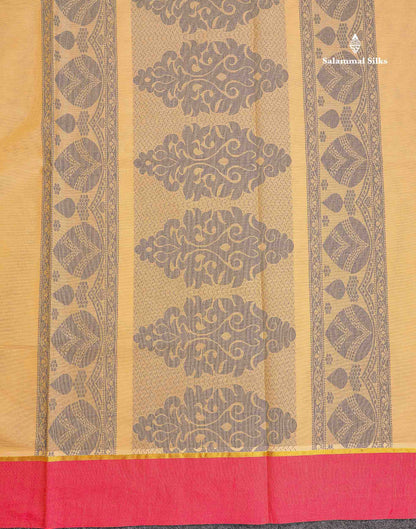 Pure Cotton Saree - Beige Colour Body Thread Work Butta With Blouse
