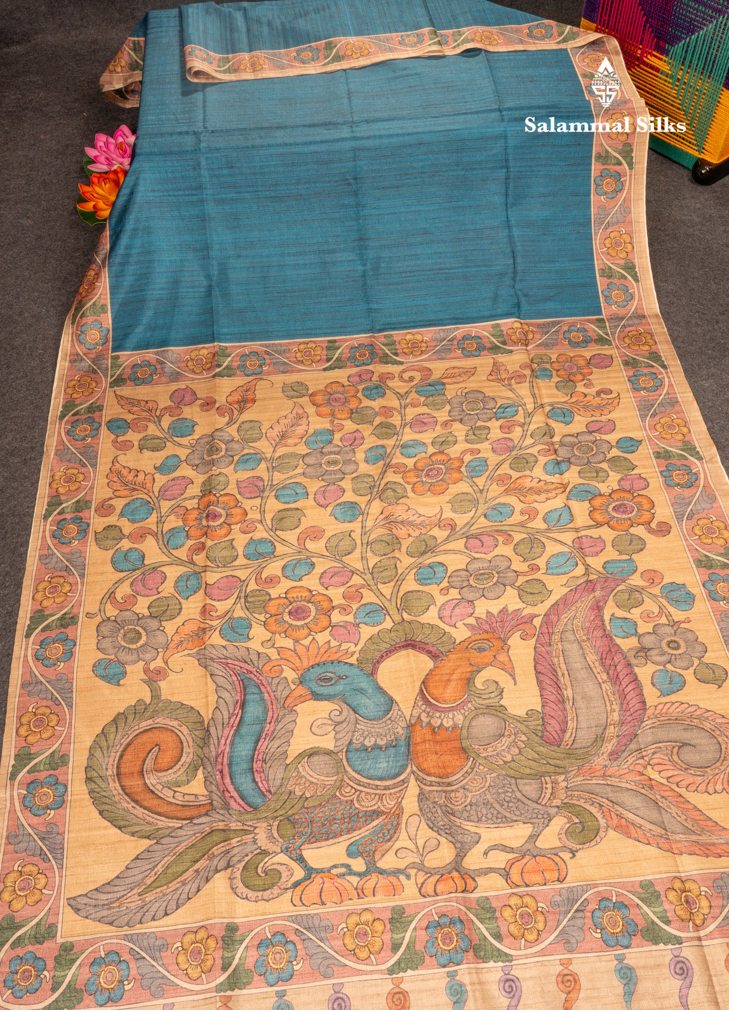 Maroon Colour Semi Tussar Fancy Saree With Contrast Sandal Border